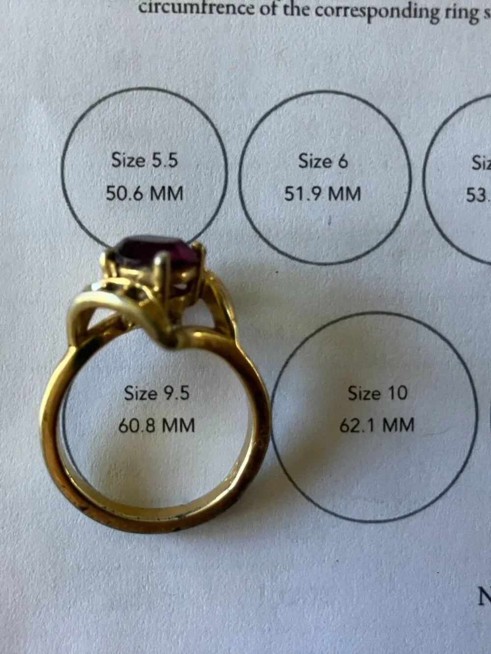 Vintage 925 Gold Vermeil Garnet Bypass Ring Size 9.5 - AS IS / Missing Stones
